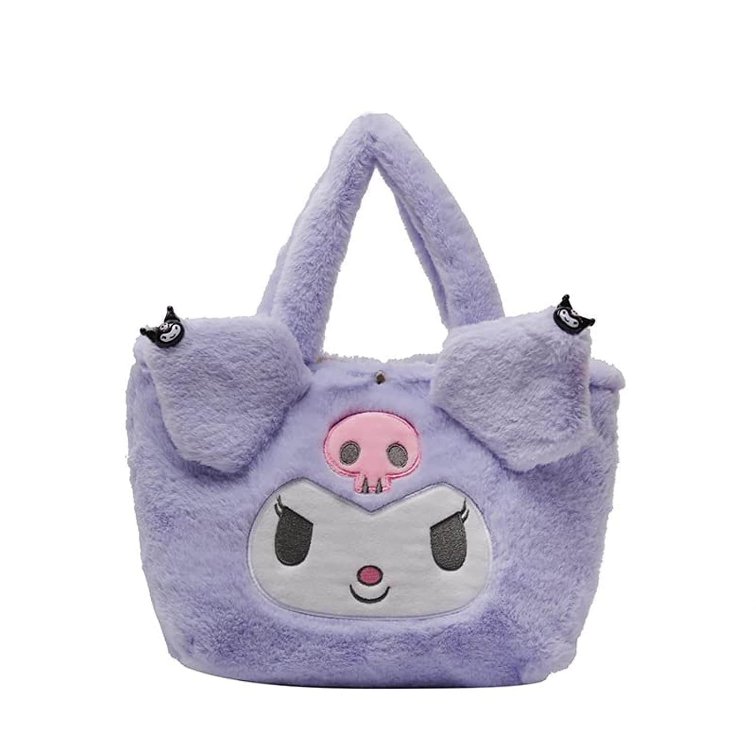 Kawaii Cinnamoroll Sanrio Plush Bag My Melody Anime Handbags Kt Cat Purin Dog Kuromi Plushie Backpack for Girls (Kuromi)