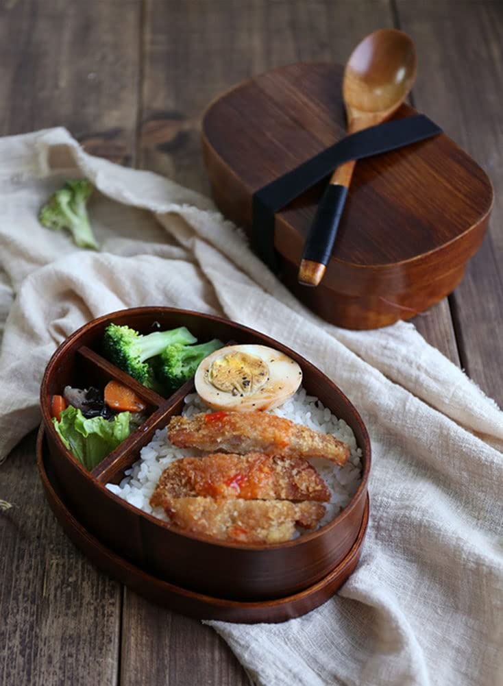 Boîte à bento traditionnelle de style japonais en bois naturel, boîte à déjeuner, boîte à fruits, sandwich, boîte à sushi pour voyage, école, camping A01