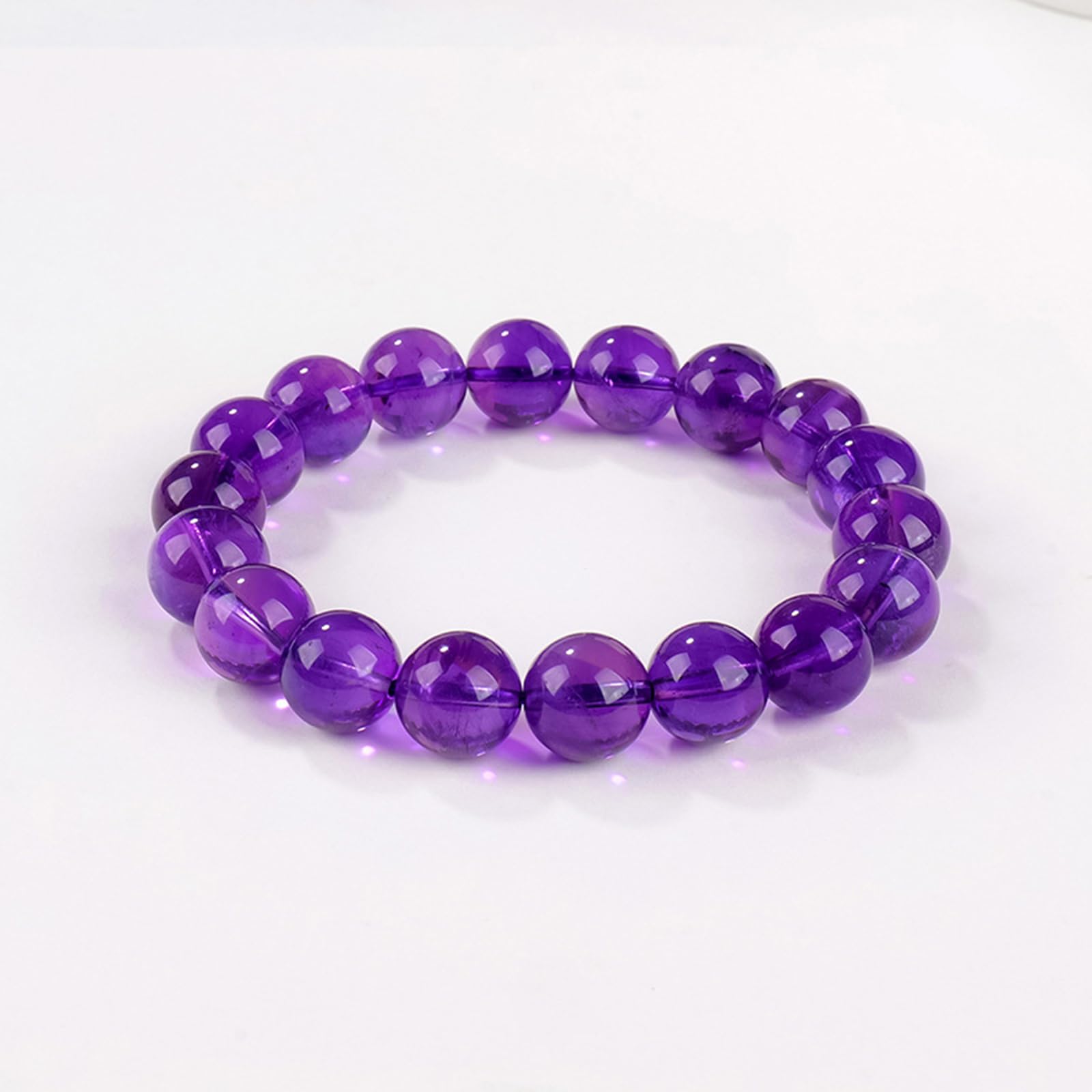 Tiefviolette Perlen-Kristall-Armbänder für Damen und Herren, natürlicher Amethyst-Stein, handgefertigtes Stretch-Armband, Reiki, spiritueller Schmuck, Geschenk,11mm