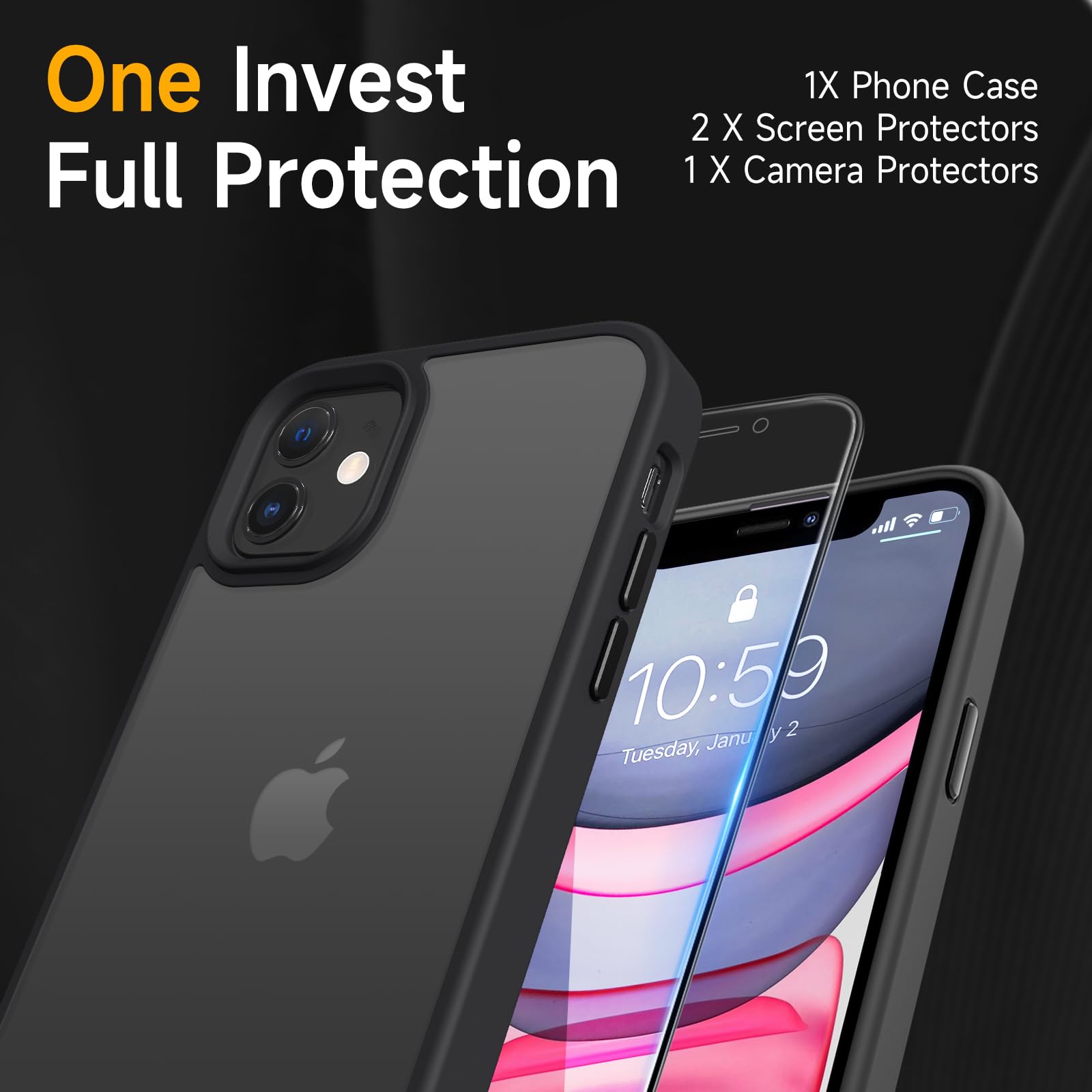 Mootobo for iPhone 11 Case Built-in 2 HD Screen Protectors and HD Lens Protector - Image 3
