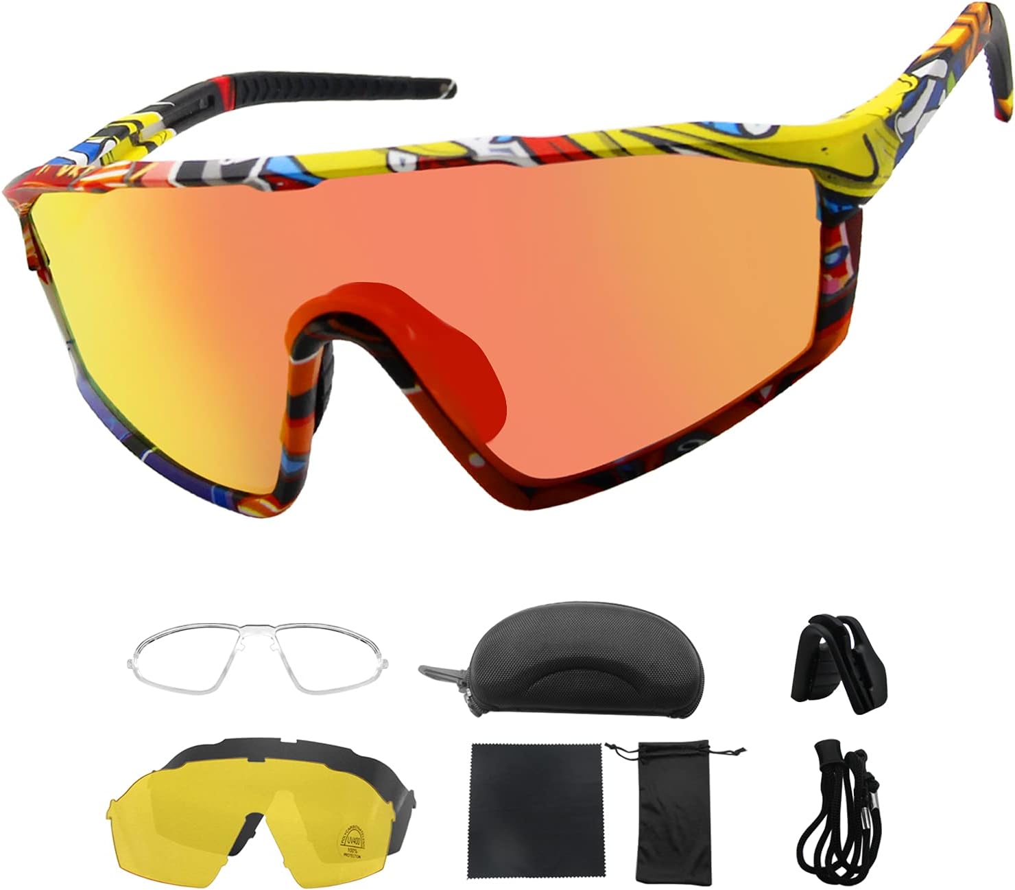 Homradise Road Bike Glasses, Mtb Accessories, Cycling Goggles Polarized Sunglasses for Men Women, Sport Sunglasses for Basketball, Fishing, Ski