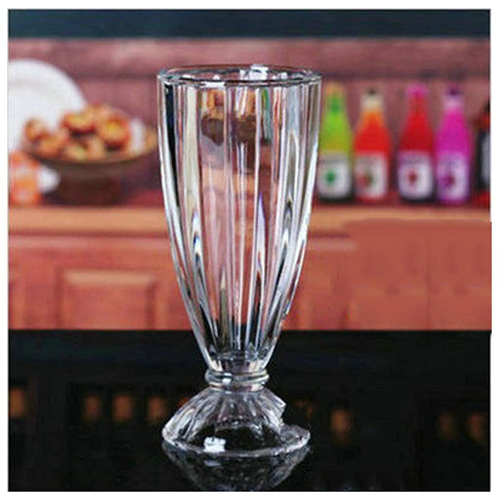 Wasserbecher, 350 ml, Glas, Milch, Teetasse, Milchshake-Becher, Eisbecher, Saftbecher, Dessertbecher, dicker, runder, gestreifter Juwelenbecher, 2 isolierte Becher