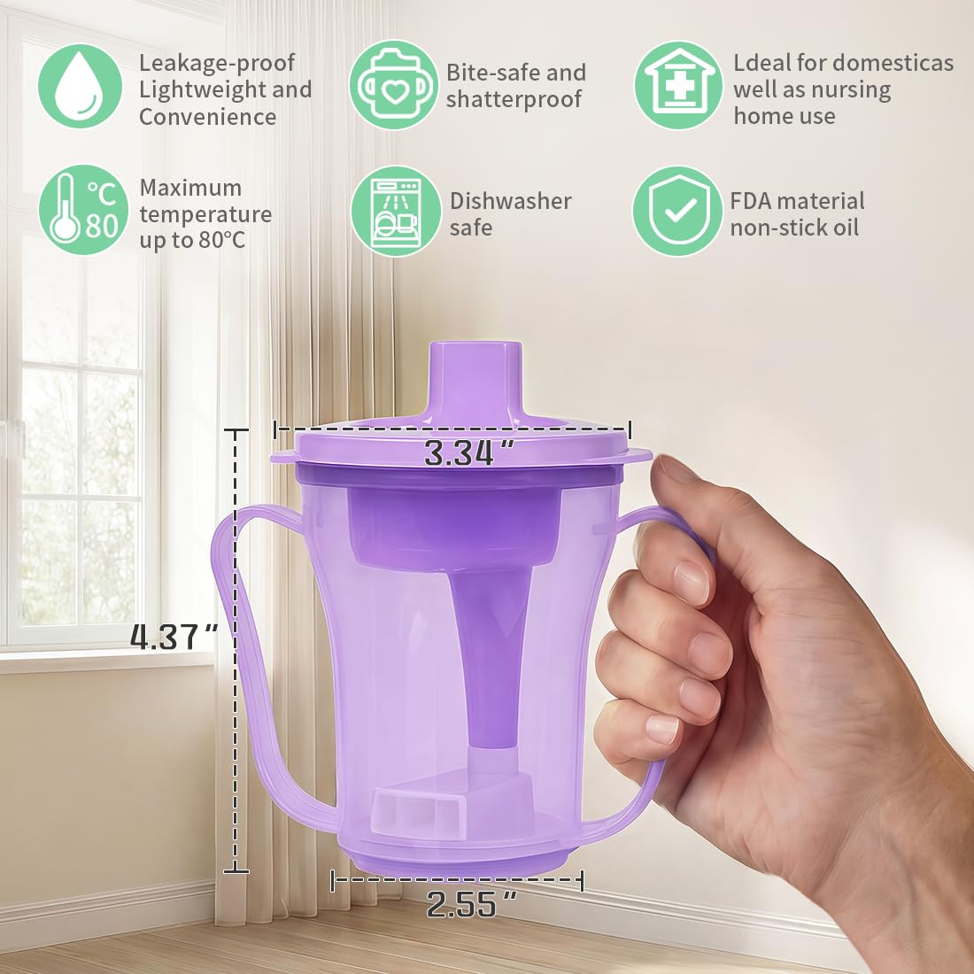 Gobelets pour dysphgie pour avaler et troubles des personnes, tasse provale 5 CC ou 10 CC de liquide à chaque fois, empêche l'étouffement en cas de dysphagie (violet)
