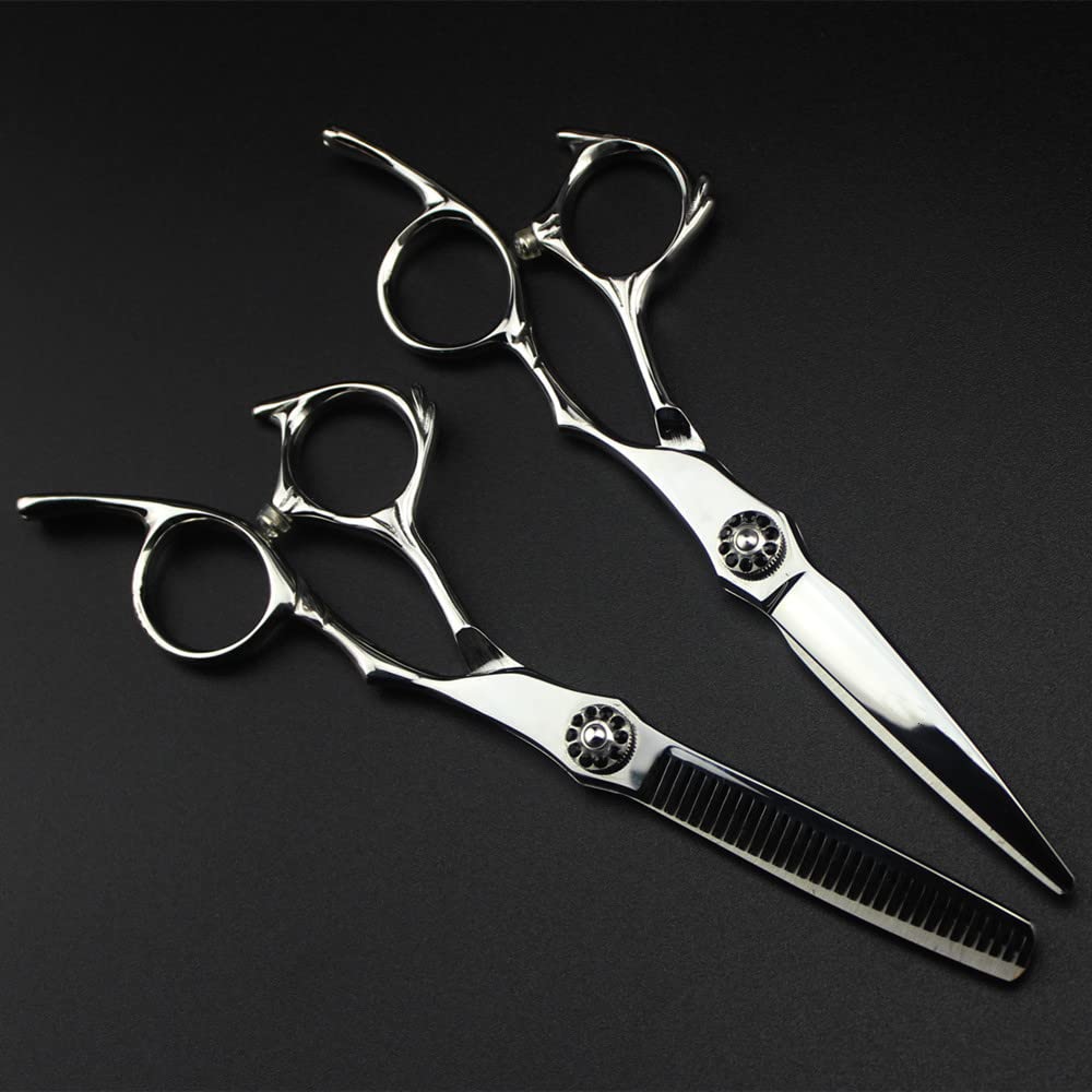Tijeras para Cortar el Cabello, Tijeras Profesionales japonesas 440C de 6 Pulgadas, Tijeras, Tijeras Negras para Cortar el Cabello, Tijeras de peluquería,(Conjunto con Bolsa)