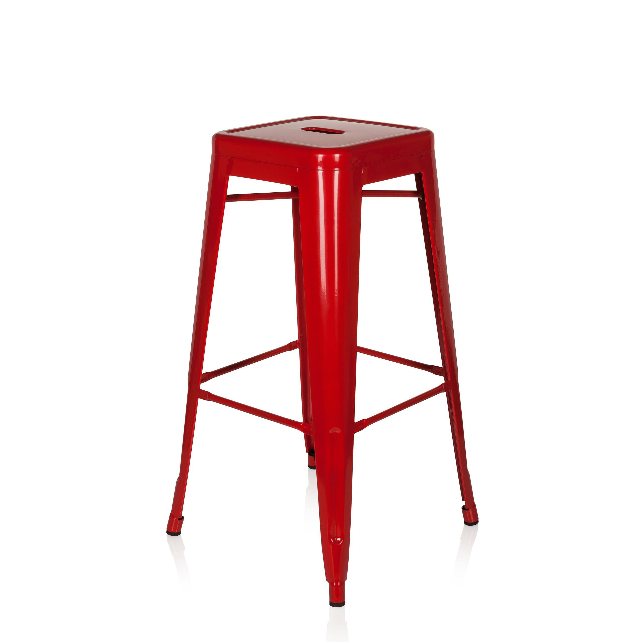 hjh OFFICE 645011 Taburete de Bar VANTAGGIO High Metal Rojo, apilable, Acero Estable, Industrial Style