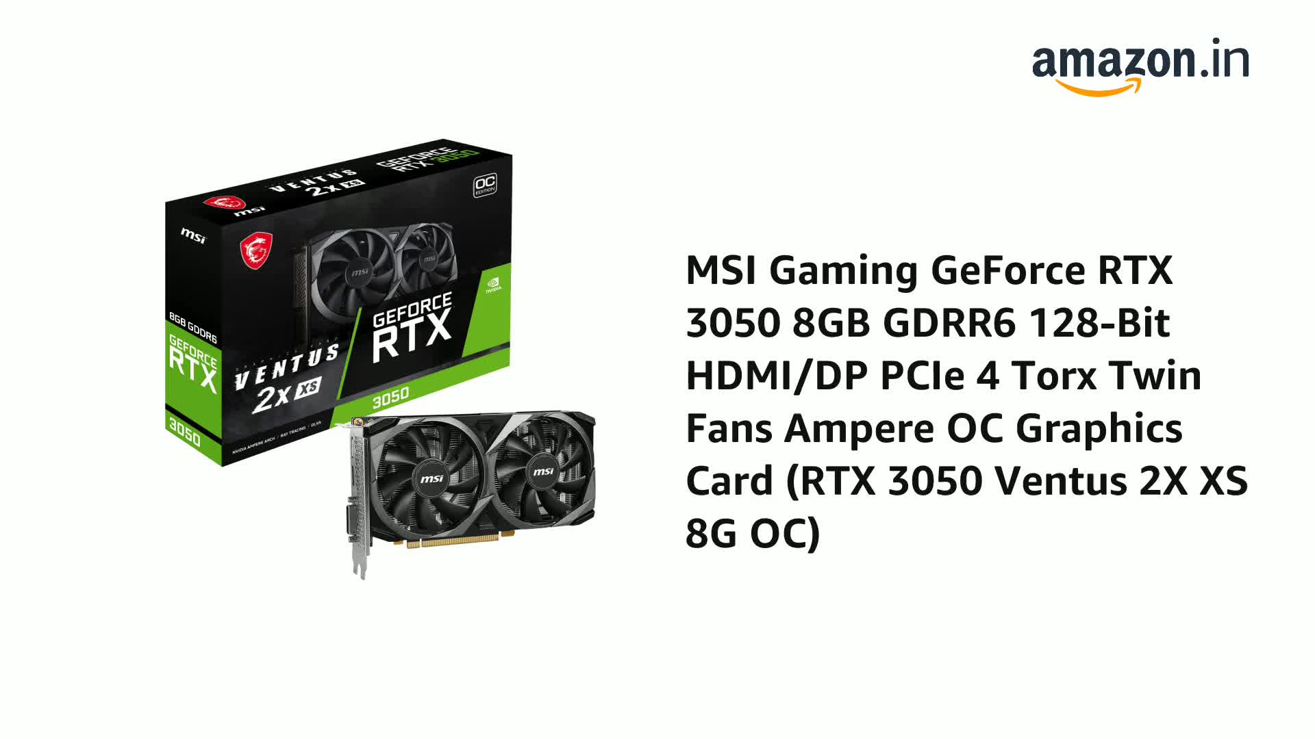 Amazon.in: Buy MSI Gaming GeForce RTX 3050 8GB GDRR6 128-Bit