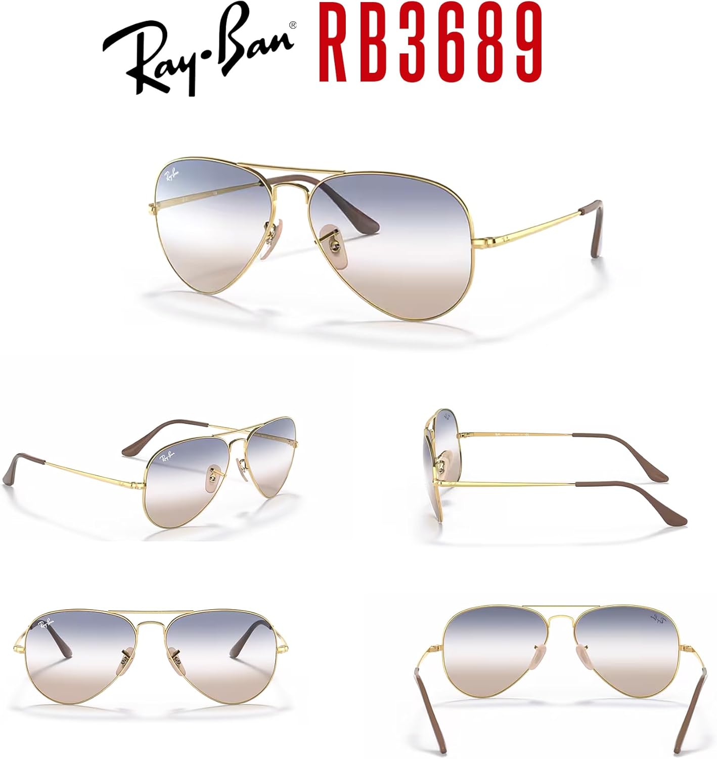 Ray-Ban Aviator Metal II RB3689 Aviator Sunglasses for Men for Women +BUNDLE with ACCESSORY EYEWEAR KIT