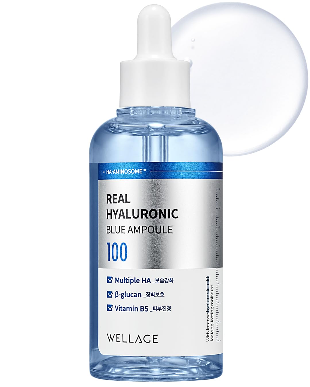 wellage Fragrance Free Hyaluronic Ampoule Acid -Blue,100ml (3.38 fl. oz)