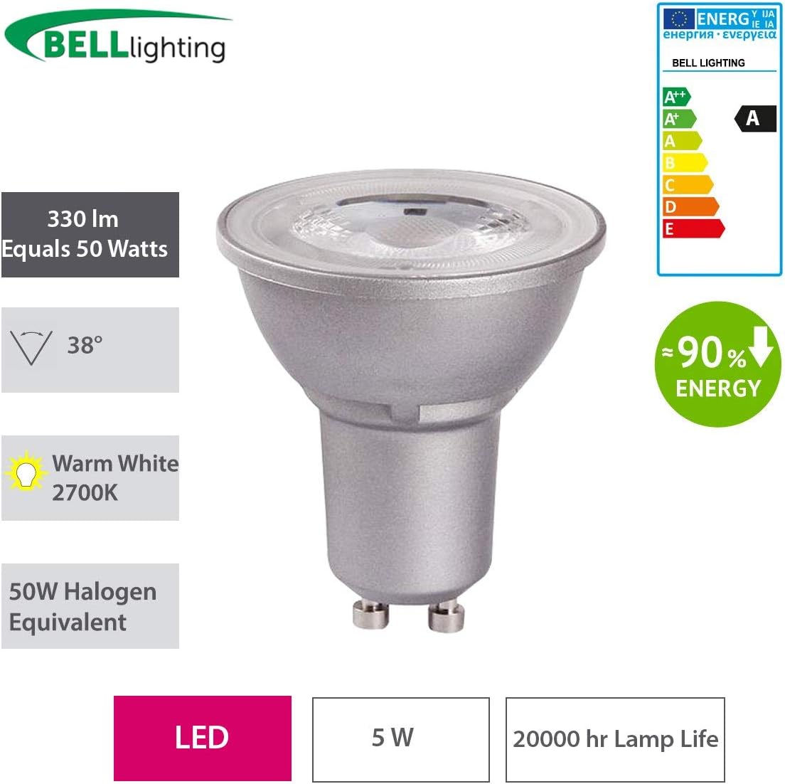 Bell LED Bulb 5W 330lm LED Light Bulbs, GU10 50W Halogen Bulbs Replacement, Warm White 2700K, 20000hr Lamp Life - Image 3
