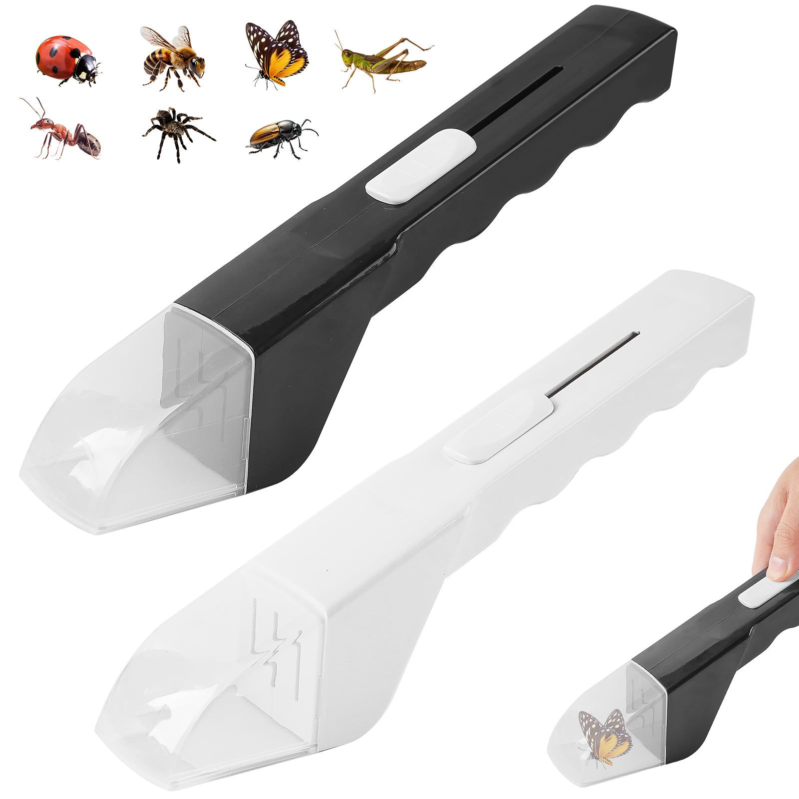 AIZHAZHA 2 Pack Bug Catcher, Handheld Insect Catching Tool with Clear Viewing Window, Portable Spider and Fly Trap, Humanized Insect Trap for Kids to Catch, Observe and Release