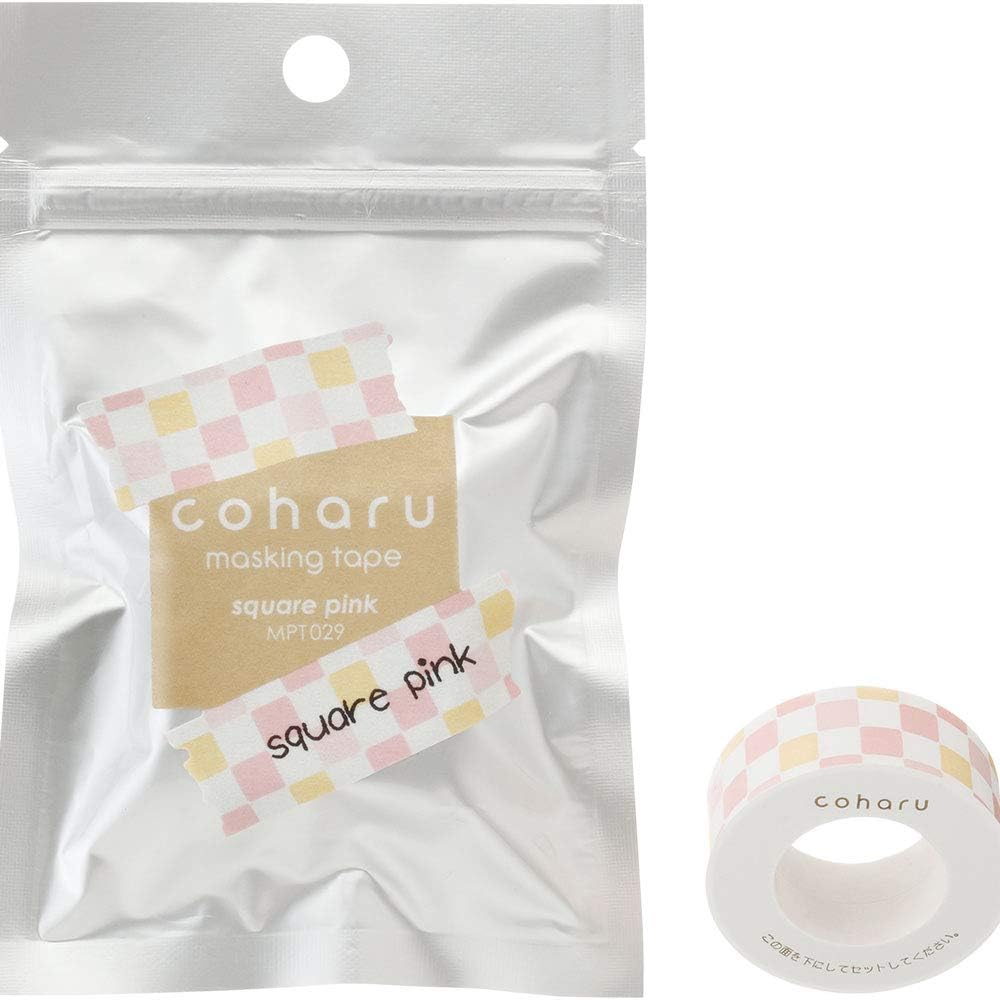 COHARU Thermal Paper Masking Tape, Square Pink