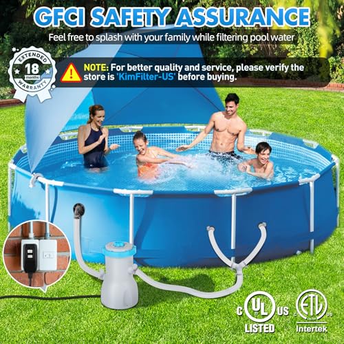KimFilter Standard Series Above Ground Pool Filter Pump - 800 GPH Flow Rate | Rapid Circulation & Micro-Debris Filtration, Pool Cartridge Filter Pump System - Keep Water Crystal Clean & Clear - Blue