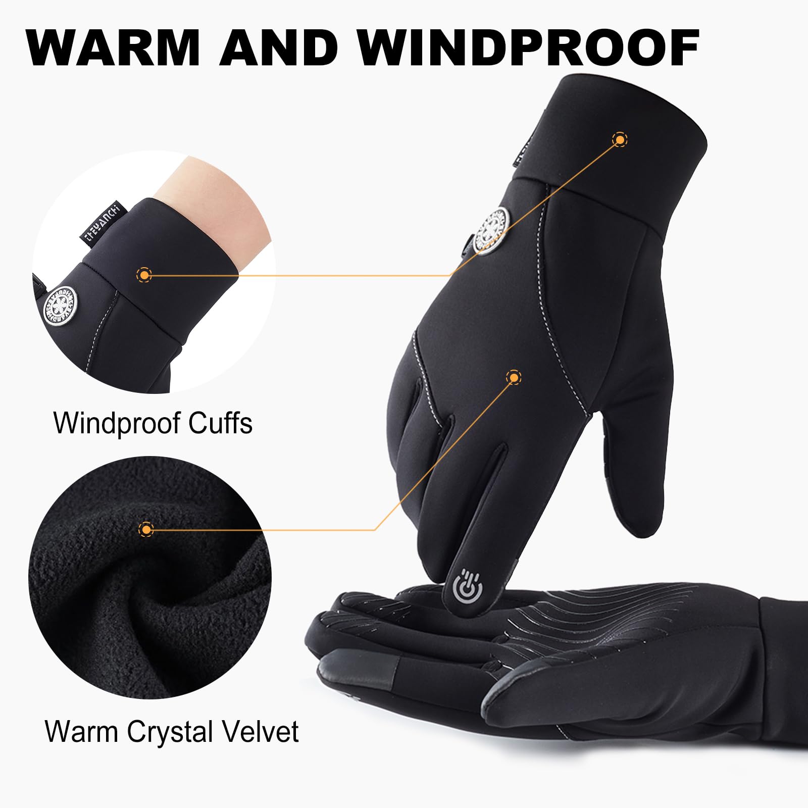 MAPLELILY Guanti invernali per uomo e donna, impermeabili, guanti touch screen, guanti caldi antivento per lavoro, guanti termici leggeri, guanti freddi per guida, ciclismo, corsa, equitazione