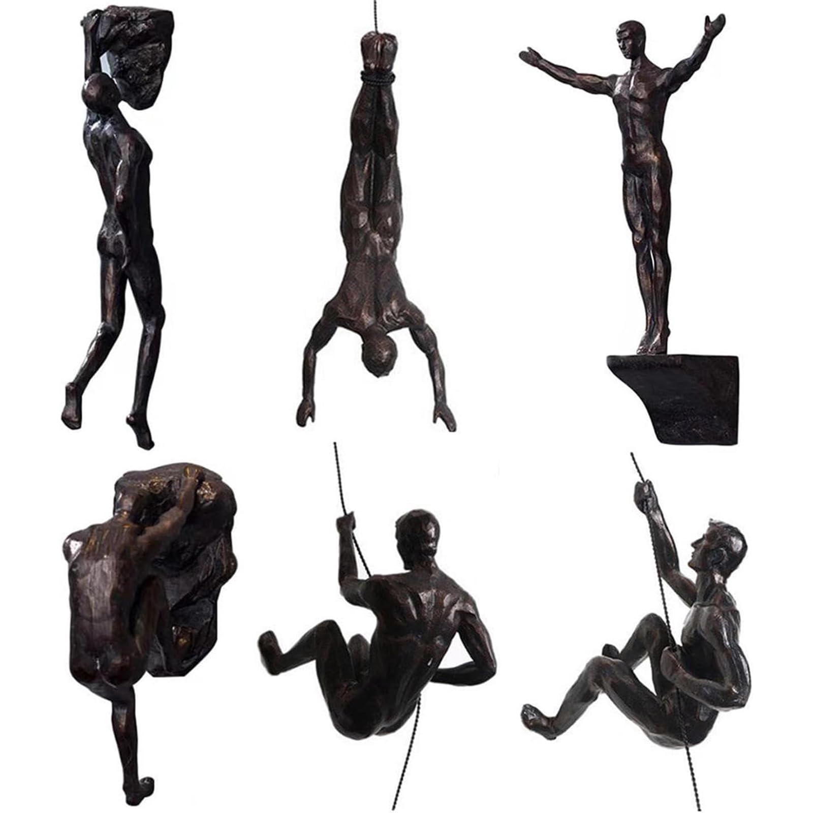 Bergsteiger-Skulptur 6pcs Kletternde Männer Mann Wand Kunst Dekor Skulptur Kunstharz Wandkunst Für Haus Und Büro Dekoration Präsentiert Den Charme Und Persönlichen Stil Des Klettersports(Color:M)
