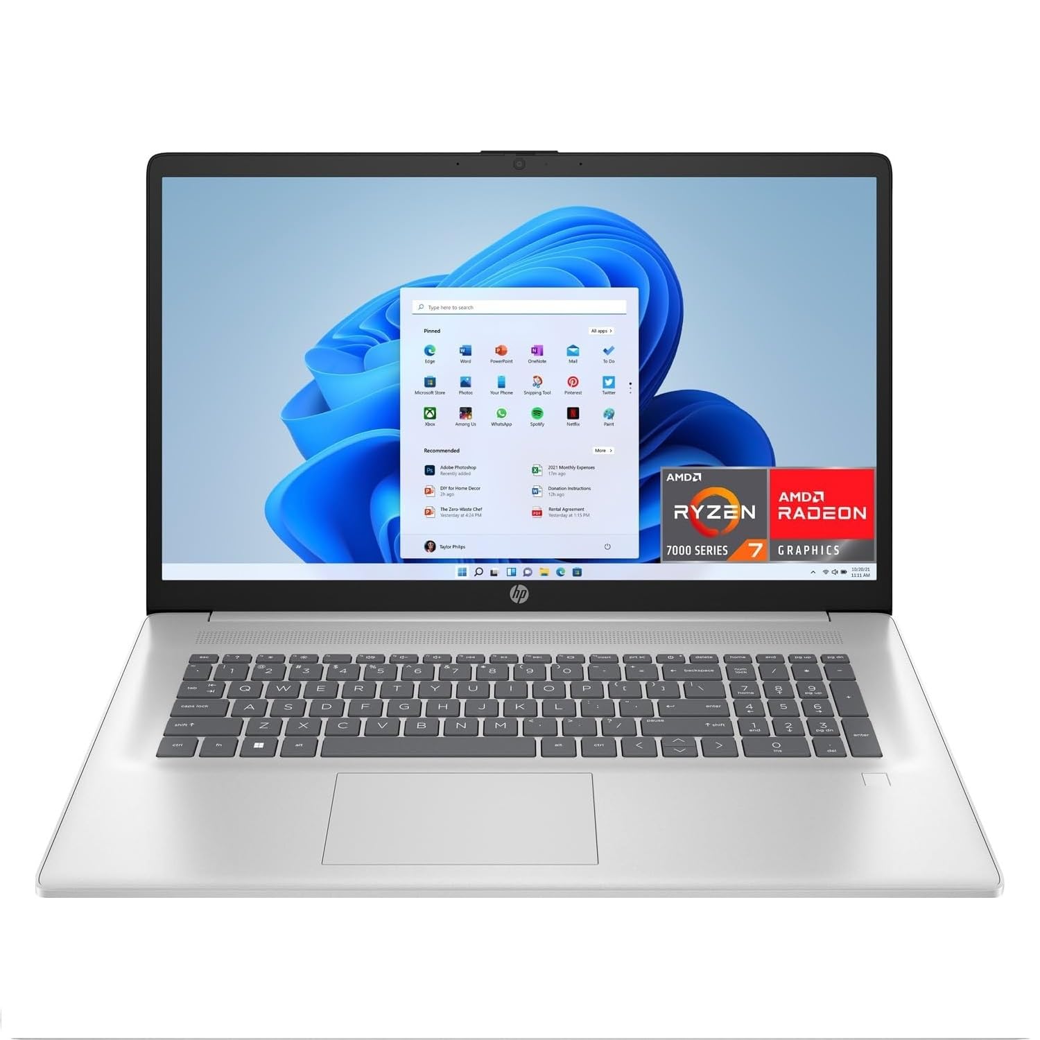 HP Laptop 17-cn2002sl, Intel Core i7-1255U, RAM 16 GB DDR4, SSD 512GB PCIe NVME M.2, Intel Iris Xe, Display Notebook 17.3” FHD IPS, Antiriflesso, Wi-Fi, BLE 5, Lettore Impronte, Windows 11, Argento 17" 16GB + 512GB INTEL Core i7 1255U