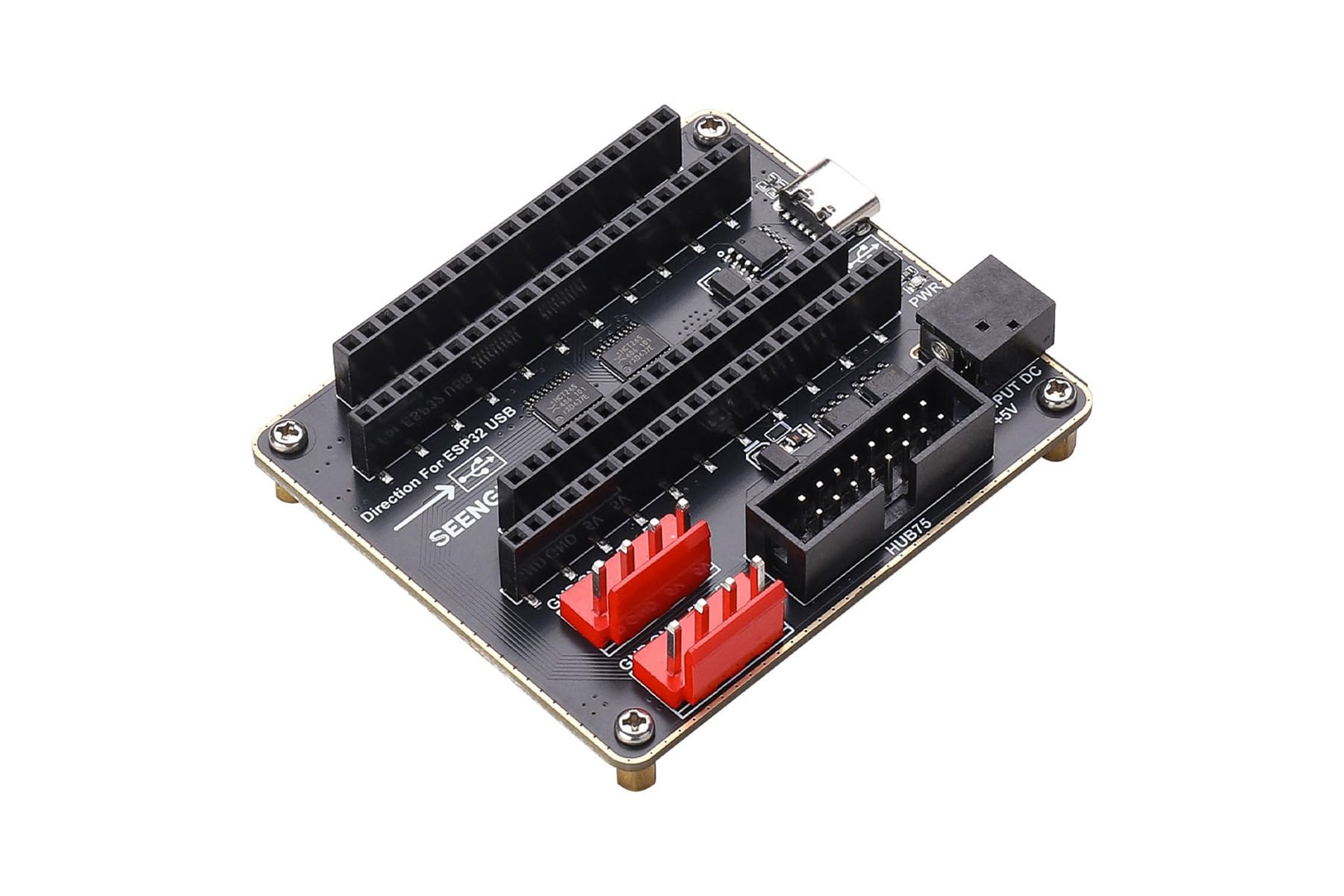 Karta adaptera matrix RGB (E), zaprojektowana dla ESP32-S3 DevKitC-1 i ESP32-DevKitC V4, interfejs HUB75, Dual Power Input USB-C/DC, kompatybilna z panelem LED RGB