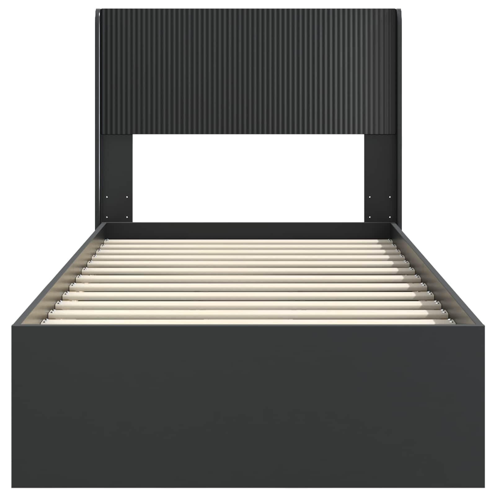 Rama de cama con almacenamiento y cabecero Negro 75x190 cm estructura de cama moderna con compartimentos de almacenamiento cabecero incluido somier de listones de contrachapada resistente duradero