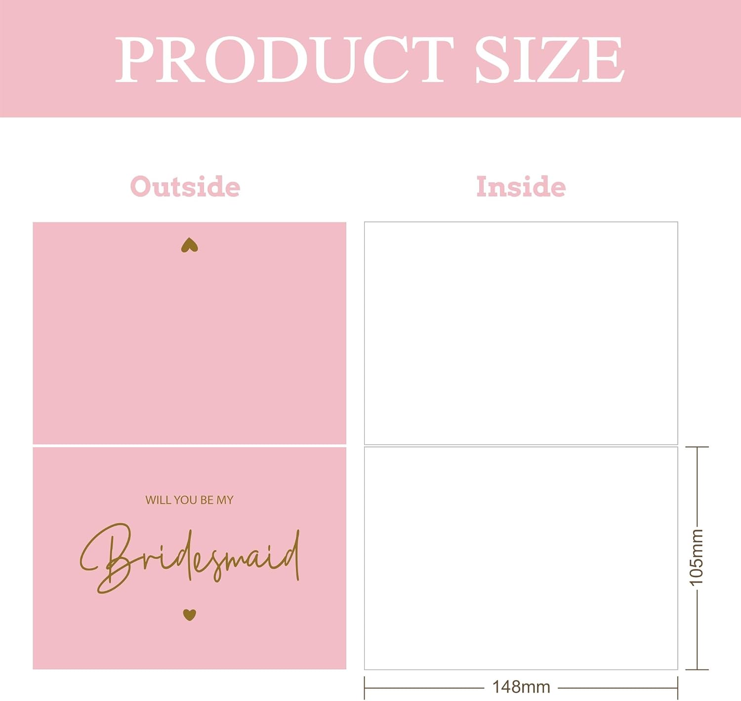 PartyGifts&beyond Will You Be My Bridesmaid Card Set of 10 Bridesmaid Proposal Card,8 Bridesmaid Cards 1 Maid of Honor Card 1 Matron of Honor Card,Wedding Bridal Shower Card with 10 Envelopes(Pink)