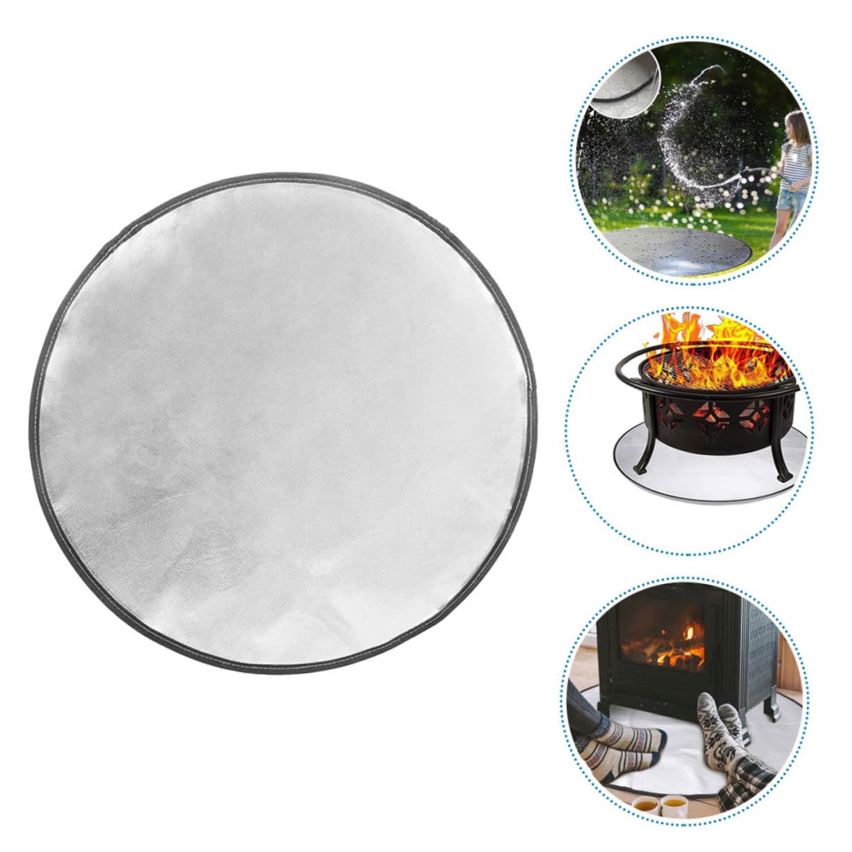 HEMOTON Alfombrilla Ignífuga para Barbacoas y Fogatas, Tejido Plata, y Protectora del Suelo, Adecuado para Camping y Parrillas