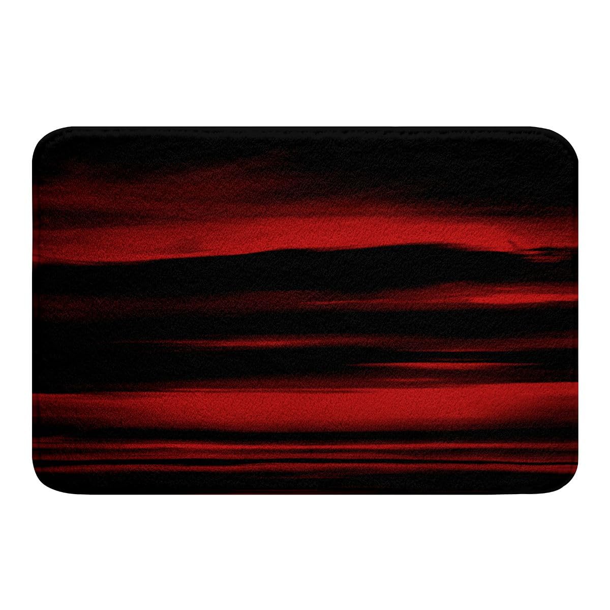 Feelyou Geometric Abstract Ombre Bath Mat 20"x32" - Black Red Bathroom Rug for Shower Tub Decor