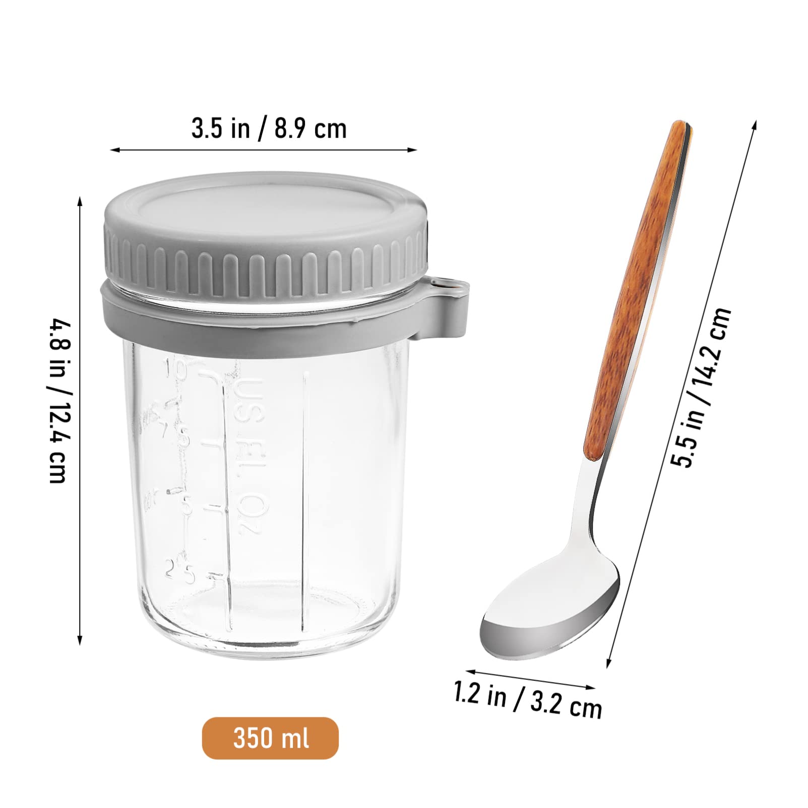 Kichvoe 2piezas Frascos de Vidrio para Avena Nocturna Tarros para Avena con Tapas Herméticas la Cena Adecuado para Almacenamiento de Alimentos el Refrigerador