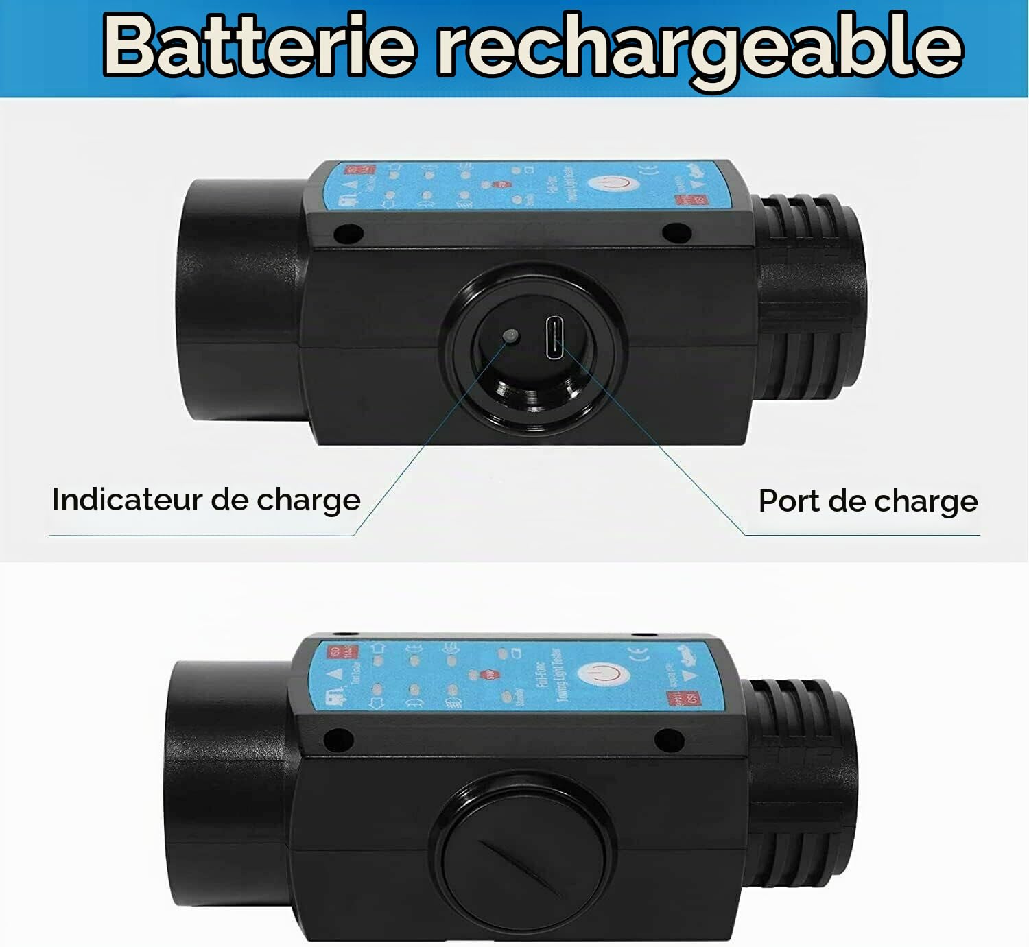 Testeur de remorque Testeur d'éclairage rechargeable 2 en 1 à 7 et 13 broches Testeur de remorque