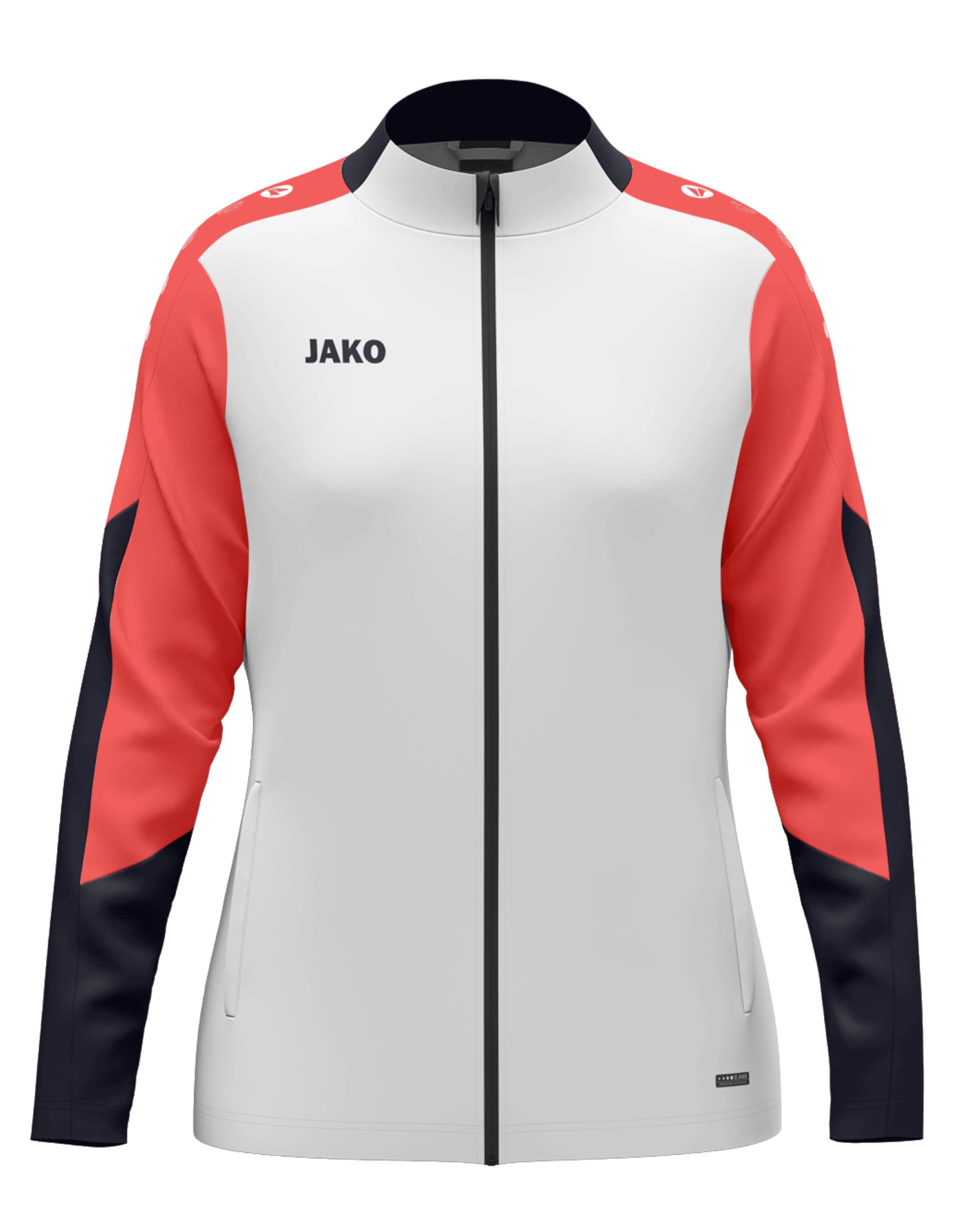 JAKO Damen Polyesterjacke Dynamic, weiß/coral/marine, XL