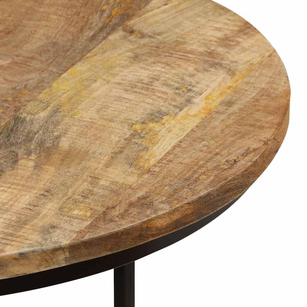 3 tavolini in legno di mango grezzo con ferro verniciato a polvere, 3 misure, 60 x 45 cm, 50 x 40 cm, 40 x 34 cm, impilabili, per soggiorno, vintage, industriale, scandinavo