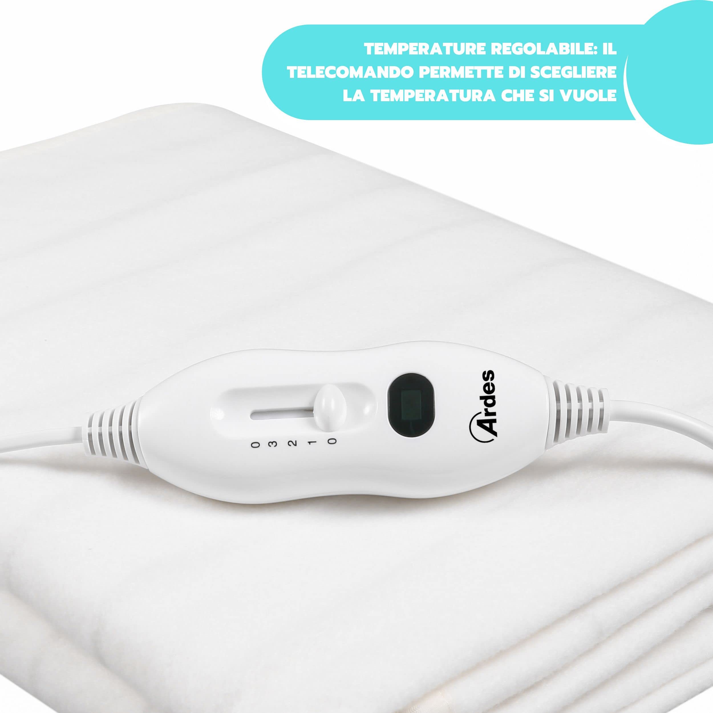 ARDES - AR4U140A Chauffe-matelas Simple Électrique TERMOKIND Couverture Chauffante 60W - Surmatelas Chauffant Lit Simple avec Commutateur 3 Positions