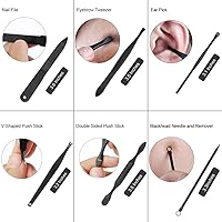 Vista 5 de ZIZZON Juego de manicura mini de viaje, juego de cortauñas 10 en 1 de acero inoxidable, kit de cuidado de pedicura y aseo con estuche Negro-Amarillo