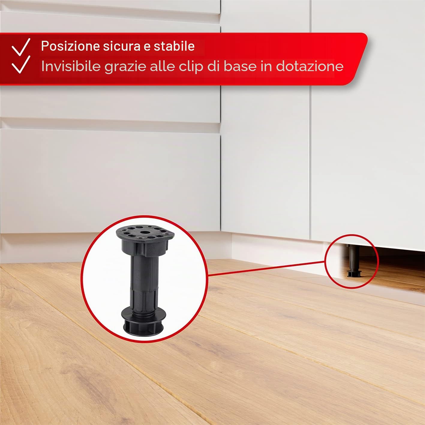 LouMaxx Set di 4 Piedini Regolabili in Nero |Piedini 100-120mm Per Cucina o Bagno |Piedi Per Mobili Regolabili, Materiale di Montaggio Incluso | Piedi Per Cucina Stabili 200kg di Portata