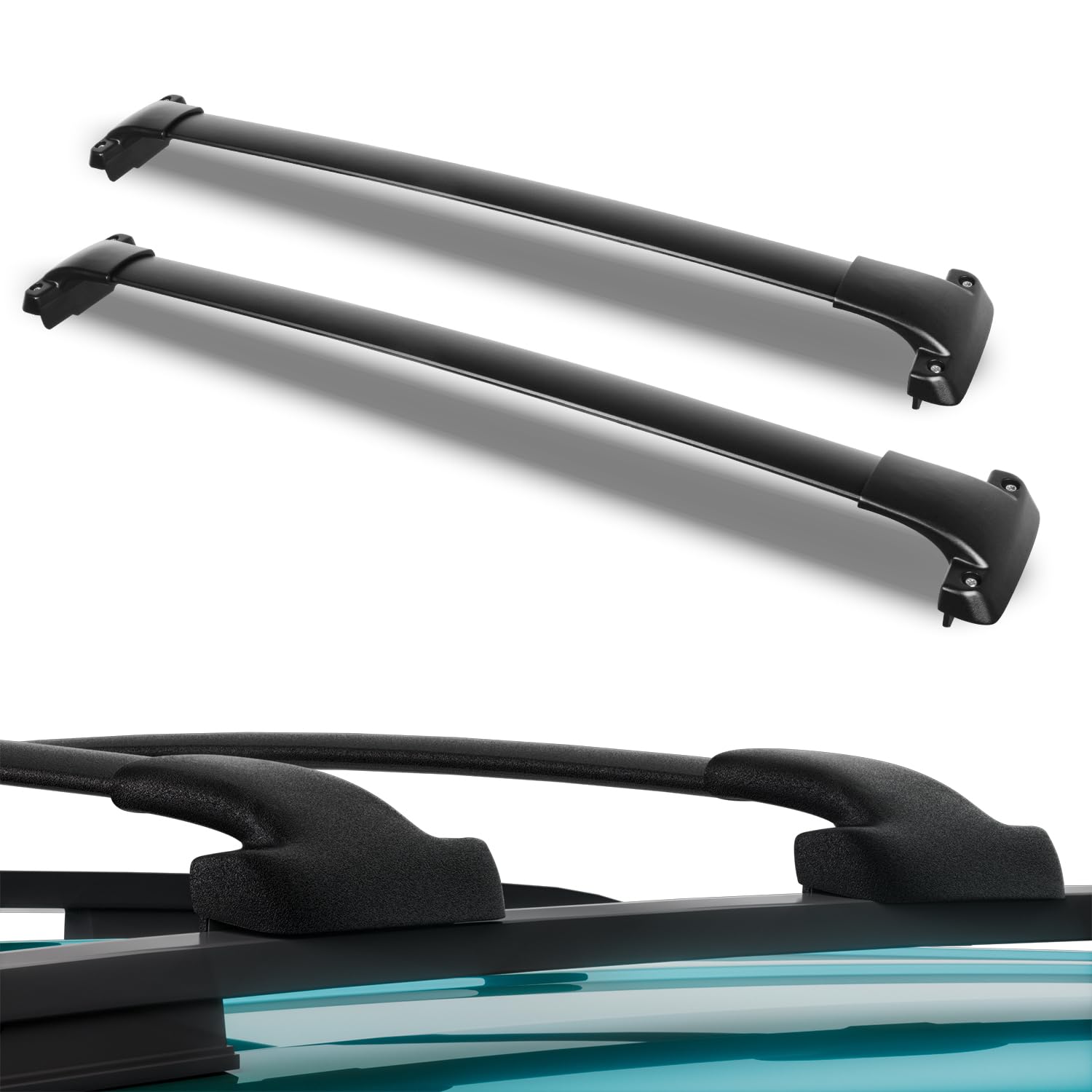 260lb Roof Rack Cross Bars for 2015-2024 Jeep Renegade (ONLY FIT Factory Raised Side Rails), Matte Black Heavy Duty Aluminum Cargo Crossbar