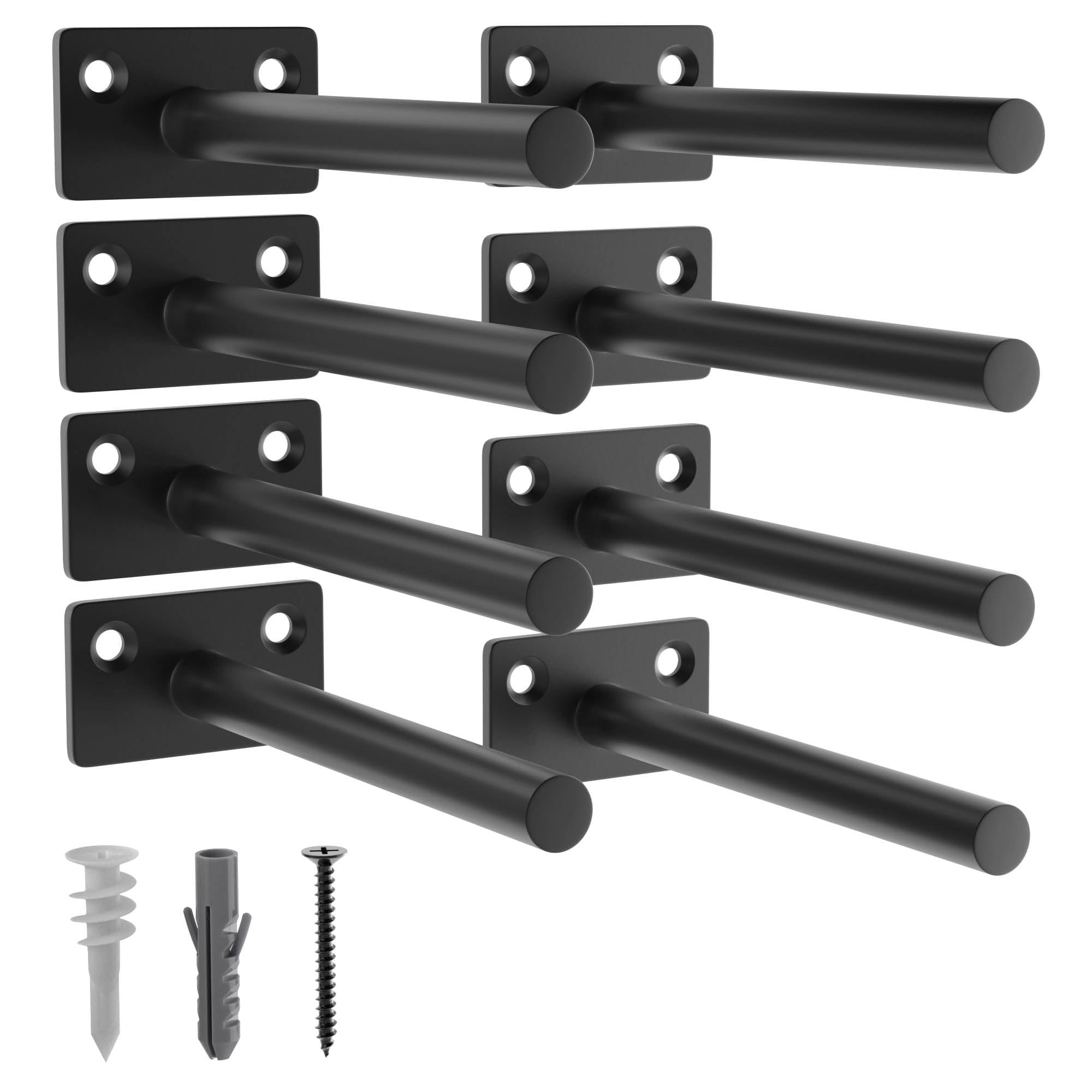 LEOPO Black 8 Pack-5 inch Floating Shelf Bracket, Hidden Brackets for Floating Wood Shelves