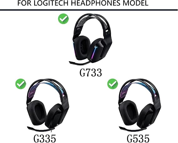 Earpads Replacement for Logitech G733 G535 G335 Lightspeed Wireless Gaming Headphone Ear Pads Cushion with Noise Isolation Foam - Mesh Fabric Earmuffs