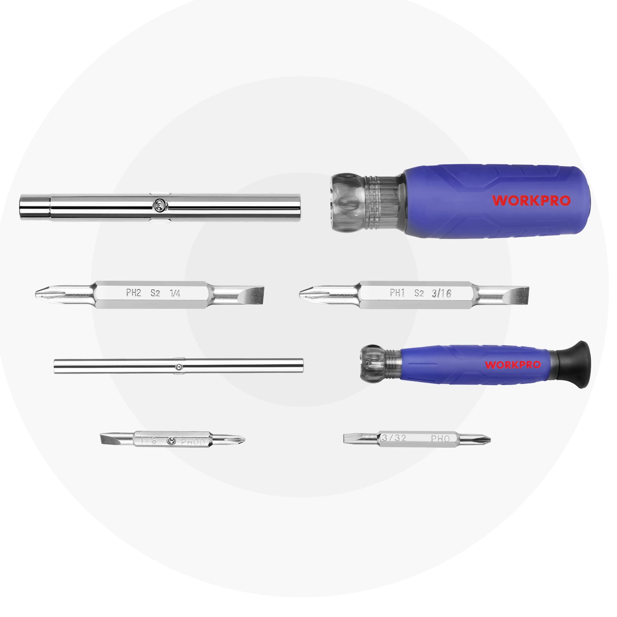 WORKPRO Screwdriver & Nut Driver Set - 6-in-1 Tool -6