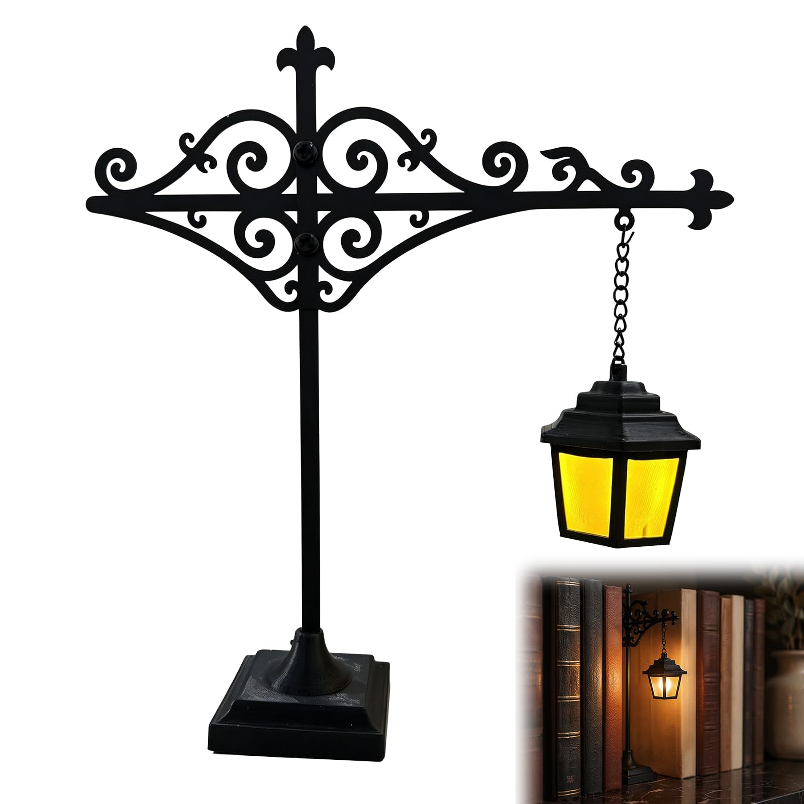 Library Lantern-Decorative Bookshelf Lighting,Reading Nook LED Nightlight