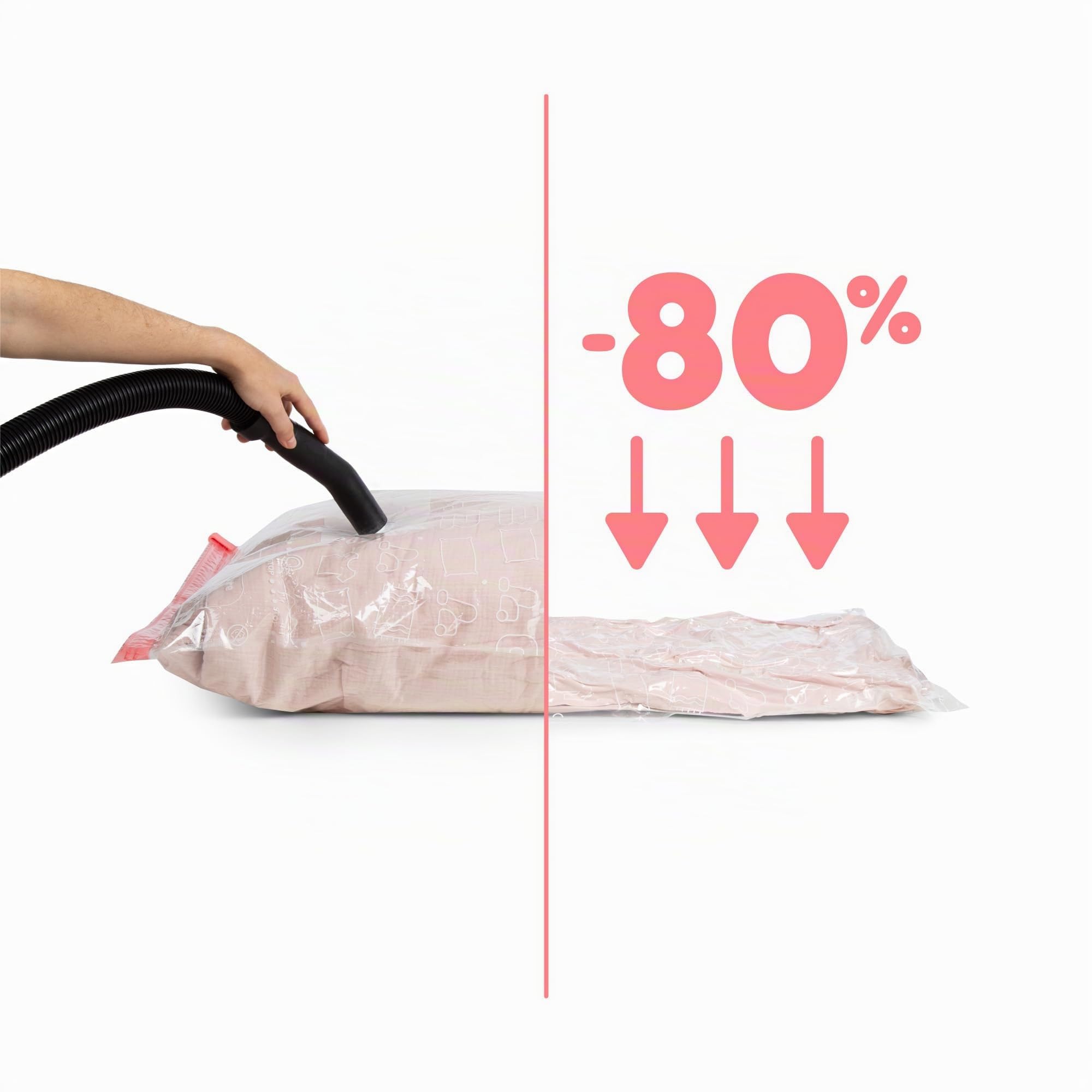 Compactor Set di 10 Sacchetti Sottovuoto ASPISPACE, 5X M (55x90 cm) e 5X L (80x100 cm), Riutilizzabili, Trasparenti