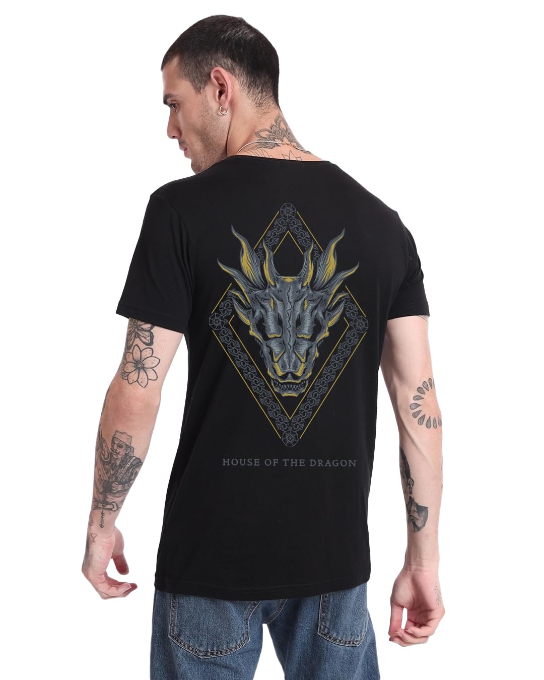 bewakoof X House of The Dragon Men's Cotton Graphic Print Regular Fit Half Sleeve Round Neck T-Shirt | Tshirt for Man | Tshirt for Men Cotton | Tshirts for Men Stylish | Casual Wear | Street Wear-picture-34