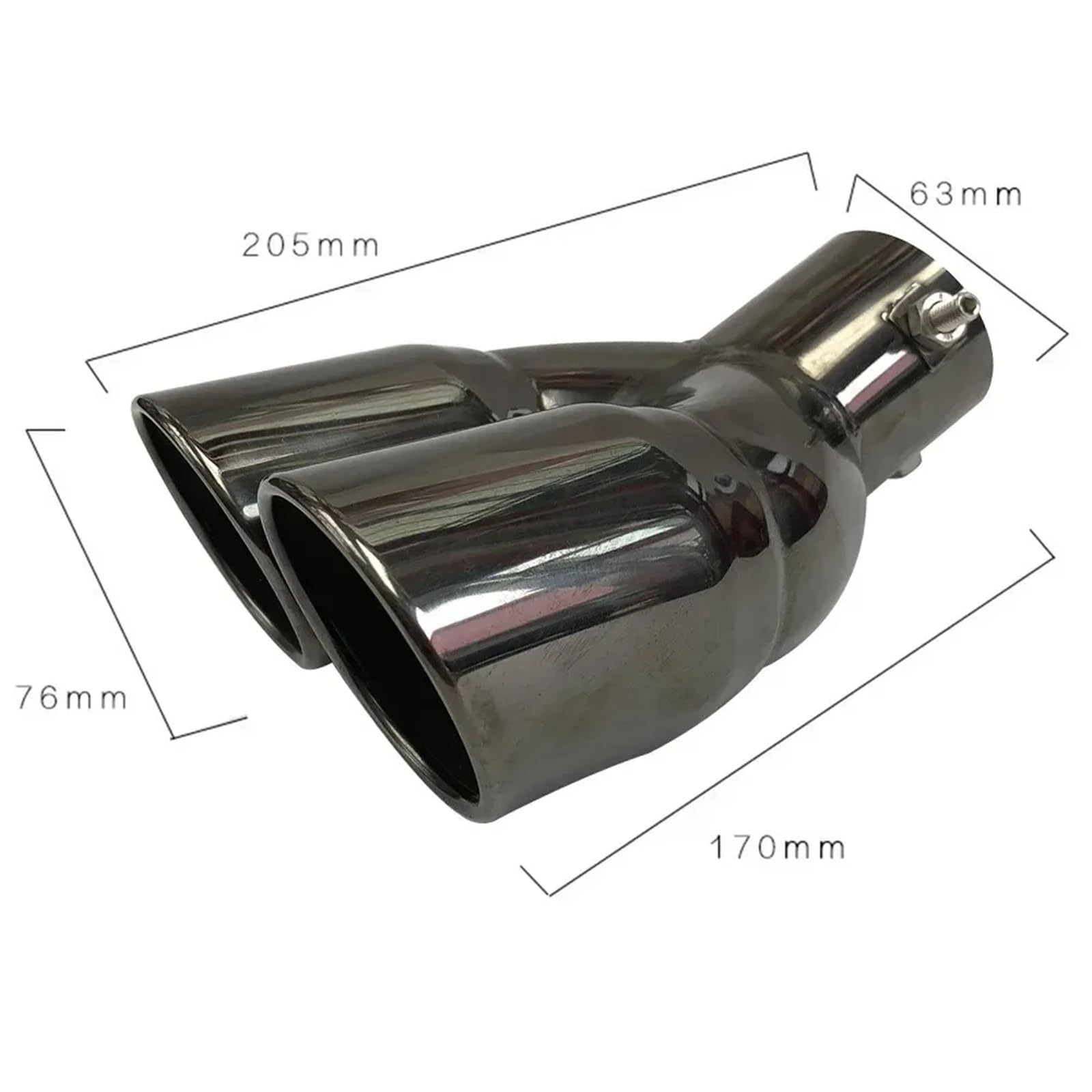 uniwersalna rura wydechowa Uniwersalny 63mm Samochodowy Wlot Podwójny Tylny Wydech Końcówka Rury Wydechowej Czarny Stal Nierdzewna Tłumik końcowy | Silver W
