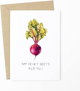 Food Pun Card - My Heart Beets For You - Anniversary Card, I Love You Card, Valentine's Day Card, Pun Card For Husband, Card for Wife
