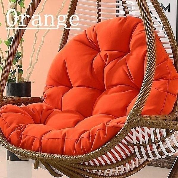 Image of KYNE Microfibre Cushion for Hanging Basket Round Shape Swing Chair Cushions for Outdoor Egg Swing Chair Garden Swing, Seat Padded Pillow Cushion (Orange)