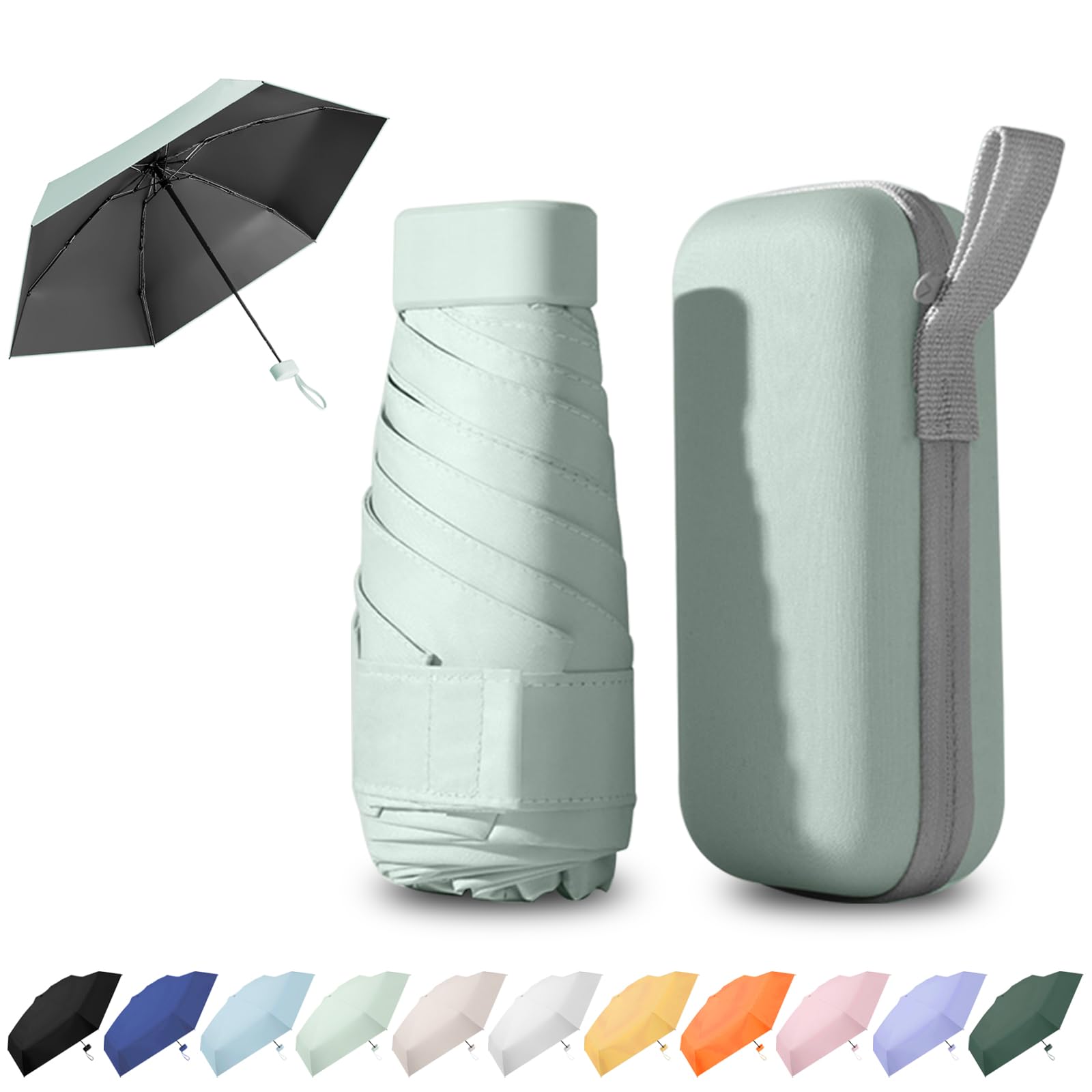 Ancuioyz Umbrella Mini - Portable Compact for Women & Men, Lightweight for Rain or Shine, Travel-Friendly Sun Protection (Fruit green)