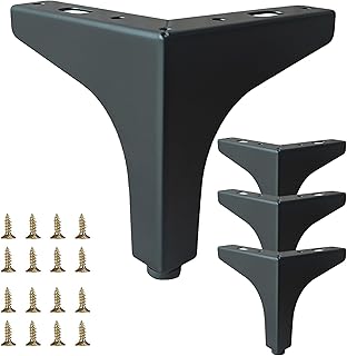 4 Pack 4" Matte Black Metal Furniture Legs, 1.4mm Thickness Metal Cabinet Feet(Black)