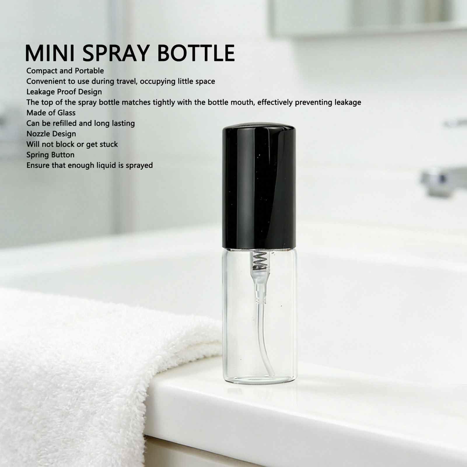 Set di mini flaconi spray per profumo in vetro trasparente, ricaricabili, 5 ml, per viaggi, vita quotidiana, 50 pezzi (vetro nero da 5 ml)