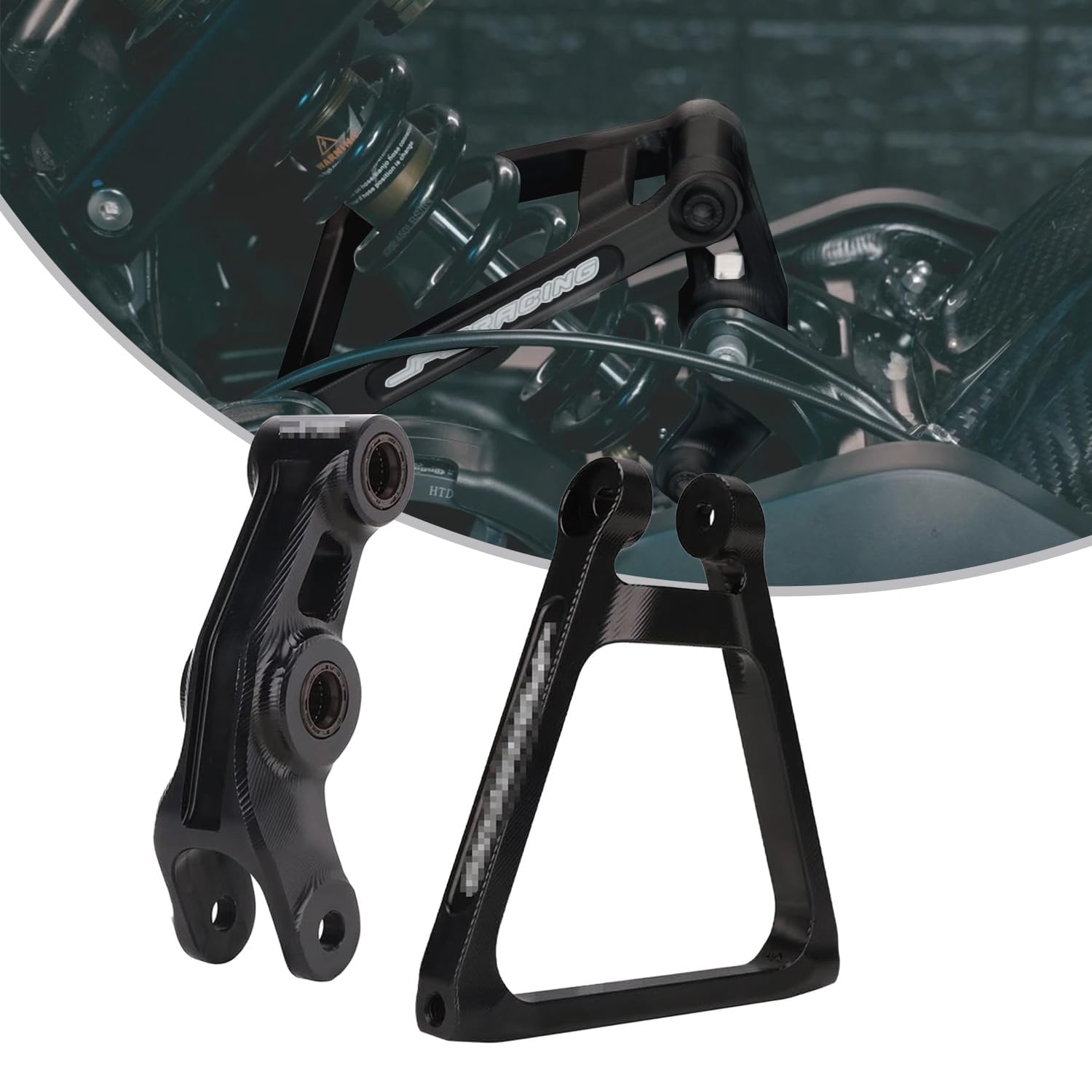 JFG RACING Triangle Progression Arrière Moto Tringlerie Suspension Aluminium + Kit de Liaison Arrière pour sur Ron Light Bee S/X Segway X160/X260-Noir