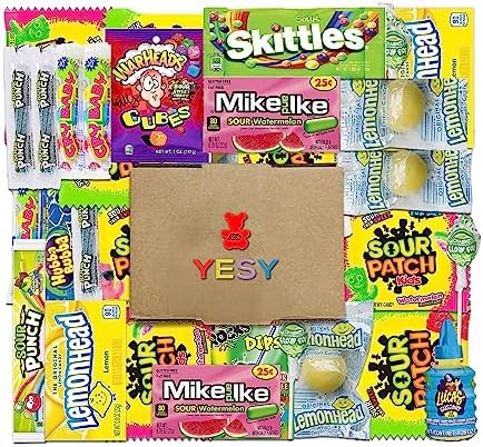Sour Candy Box -Bulk Sour Candy Variety Pack - Individually Wrapped Super Sour Favorites - Sour Candy Mix with Sour Skittles, WarHeads, Sour Patch Kids, Lemonhead and More - 30 Count Mega Sour Candy Box for Kids and Adults