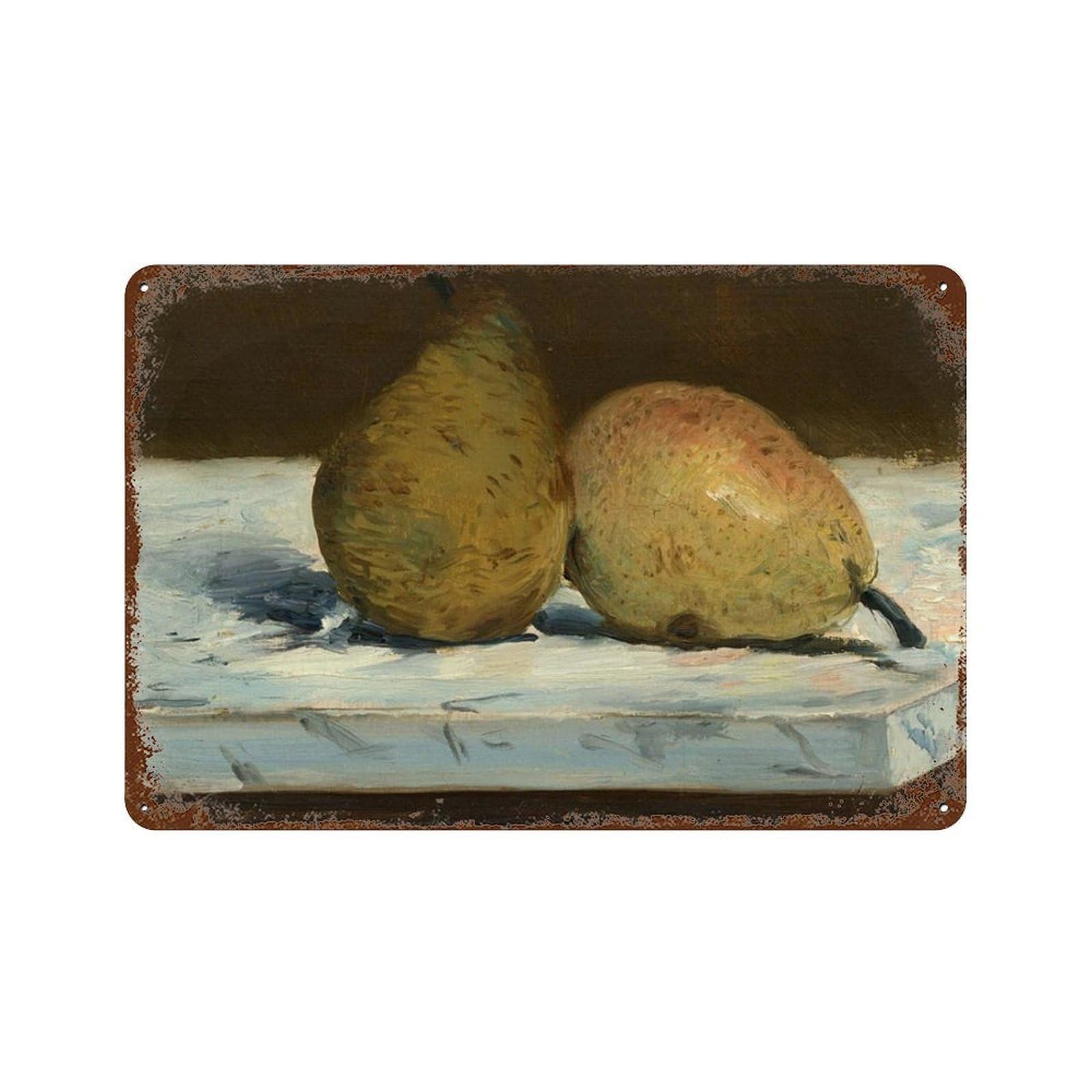 xiaoxiaoshen Vintage Pear Painting_ Moody Kitchen Still Life Wall Decor Art Metal Tin Poster Modern Home Decor Art Home Bar Shop Decorations Vintage Sign 20x30cm