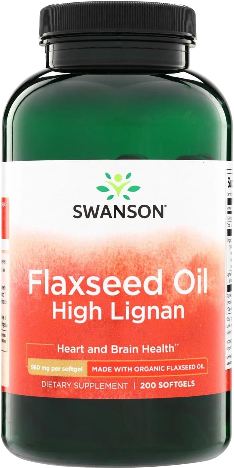 Swanson Flaxseed Oil High Lignan (Omegatru), 200 Softgels 200 Count (Pack of 1)