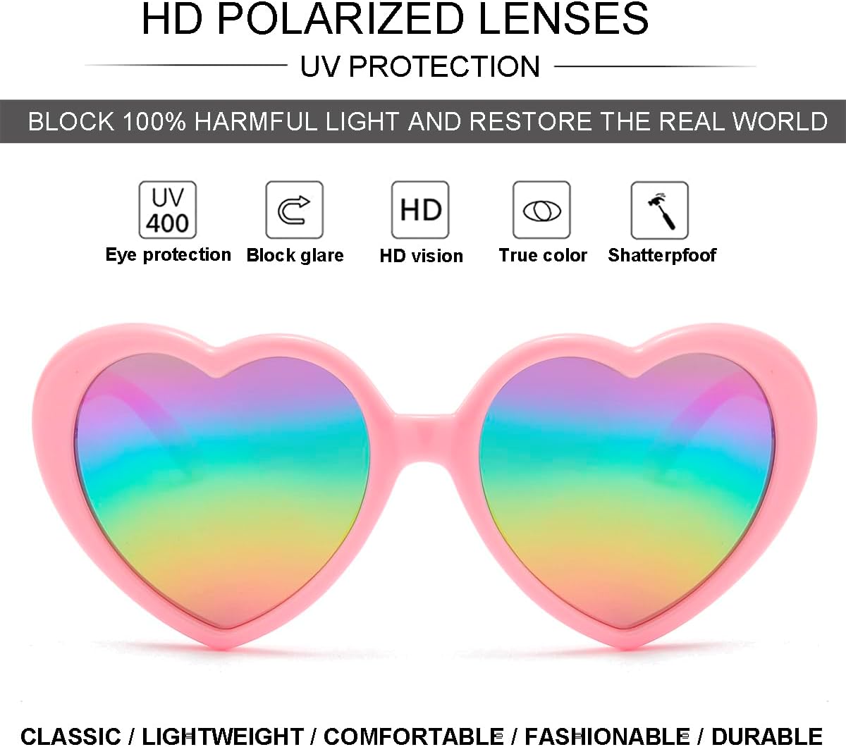 NIDOVIX Polarized Heart Shaped Sunglasses for Women Lovely Vintage Retro Fashion Heart Sun Glasses UV400 Protection Lens - Image 2