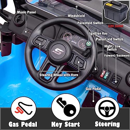 Newqida 4X4 Ride On Truck 12V Ride On Toys With Remote Control 2 Seater Electric Ride On Cars For Kids Electric Vehicles, 220Lbs Load Capacity, Eva Rubber Tires, Blue #TOP5